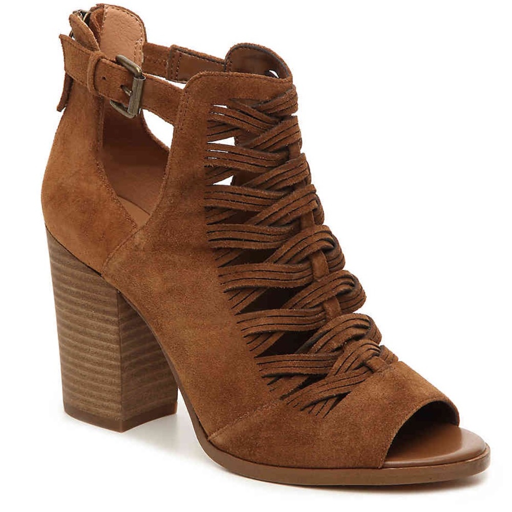Cognac Chunky Heel Booties
